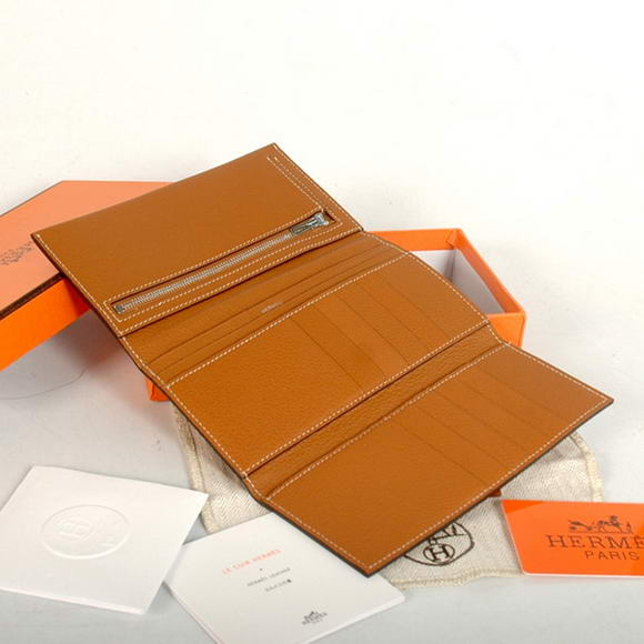 High Quality Hermes Bearn Japonaise Original Leather Wallet H8033 Camel Fake - Click Image to Close